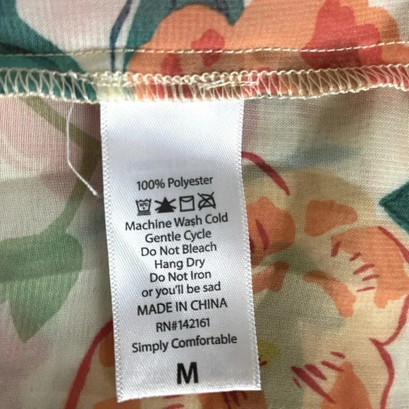 LuLaRoe | Cream Floral Sheer Waterfall Front Kimono Size M - Picture 9 of 9